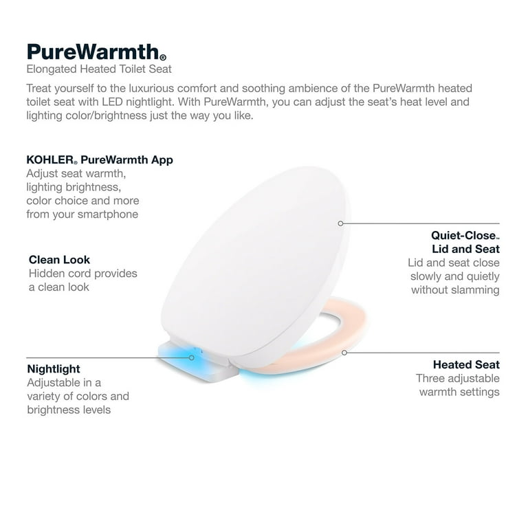 K1034996 by Kohler - PureWarmth® Heated Quiet-Close™ elongated toilet seat