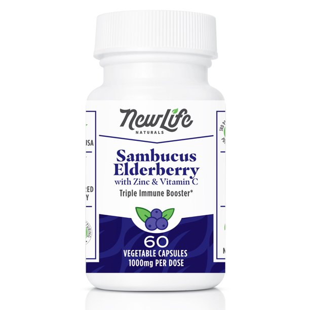 NewLife Naturals Black Elderberry Capsule 500mg Sambucus Elderberry