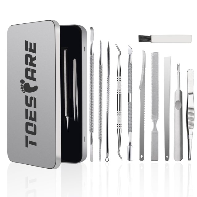 Kit de herramientas para uñas encarnadas TOESCARE, 11 piezas, acero inoxidable