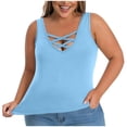 thumbnail image 3 of ShomPort Plus Size Tank Tops for Women Padded Criss Cross Sleeveless Blouses Basic Tunic Shirts, 3 of 7