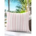 thumbnail image 4 of Outdoor Pillows Waterproof, Pink Striped Throw Pillows with Inserts Included, Farmhouse Stripes Modern Geometric Indoor Outdoor Decorative Lumbar Pillow for Bed/Couch/Patio 18"x18", 1Pcs, 4 of 8