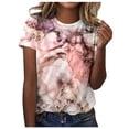 thumbnail image 1 of TSADFHJI Hauts de Noël pour Femmes Fête Printemps Été Imprimé Coloré Manches Courtes Col Rond T-Shirt Haut TG Café, 1 of 5