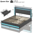 thumbnail image 2 of CSZZD Queen Bed Frame with 4 Storage Drawers & LED Lights, Light up Upholstered Platform Bed Frame Queen Size with Charging Station & Adjustable Headboard, No Noise, No Box Spring Needed, Dark Grey, 2 of 5