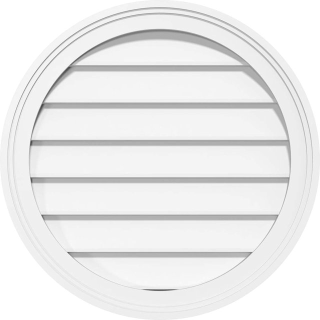 Ekena Millwork GVPRO36X3602SN Round Surface Mount PVC Gable Vent, 36"W x 36"H, Factory Primed White