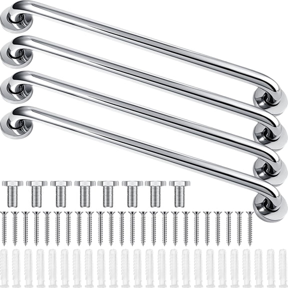 Tatuo 4 Pack Showers Grab Bars for Bathtubs 304 Stainless Steel Bathroom Safety Handrails Anti Slip Handles Grab Bars for Elderly, Senior, Pregnant (Silver,16 Inch)