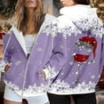thumbnail image 2 of Women's Hoodies Sweatshirts Women's Christmas Printed Hoodie With Casual Loose Zipper Hoodie Light Purple M, 2 of 7