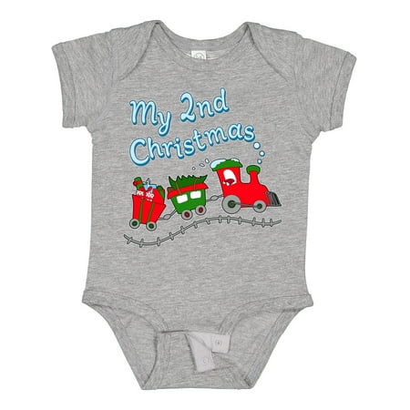 

Inktastic My 2nd Christmas Train with Presents and Tree Boys or Girls Baby Bodysuit
