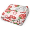 thumbnail image 2 of Cute Strawberry Flower Pink Blanket, Soft Blankets Flannel Bed Throw Cozy Lightweight Plush Gifts for Women Men Boys Girls Kids Sofa Couch Bedroom Warm All Season, Home Decor, Small 50"x40", 2 of 6