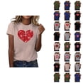 thumbnail image 1 of T-shirts de la Saint-Valentin pour Femmes 2026 Mode Manches Courtes Col Rond Cœur Graphique, 1 of 4