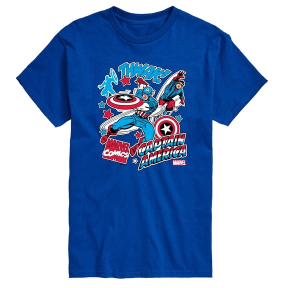 Marvel Captain America - Comic Book Stickers - Men's Short Sleeve Graphic Tee