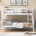 thumbnail image 2 of Twin over Full Bunk Bed with ladder, Safety Guardrail, Perfect for Bedroom, White, 2 of 13