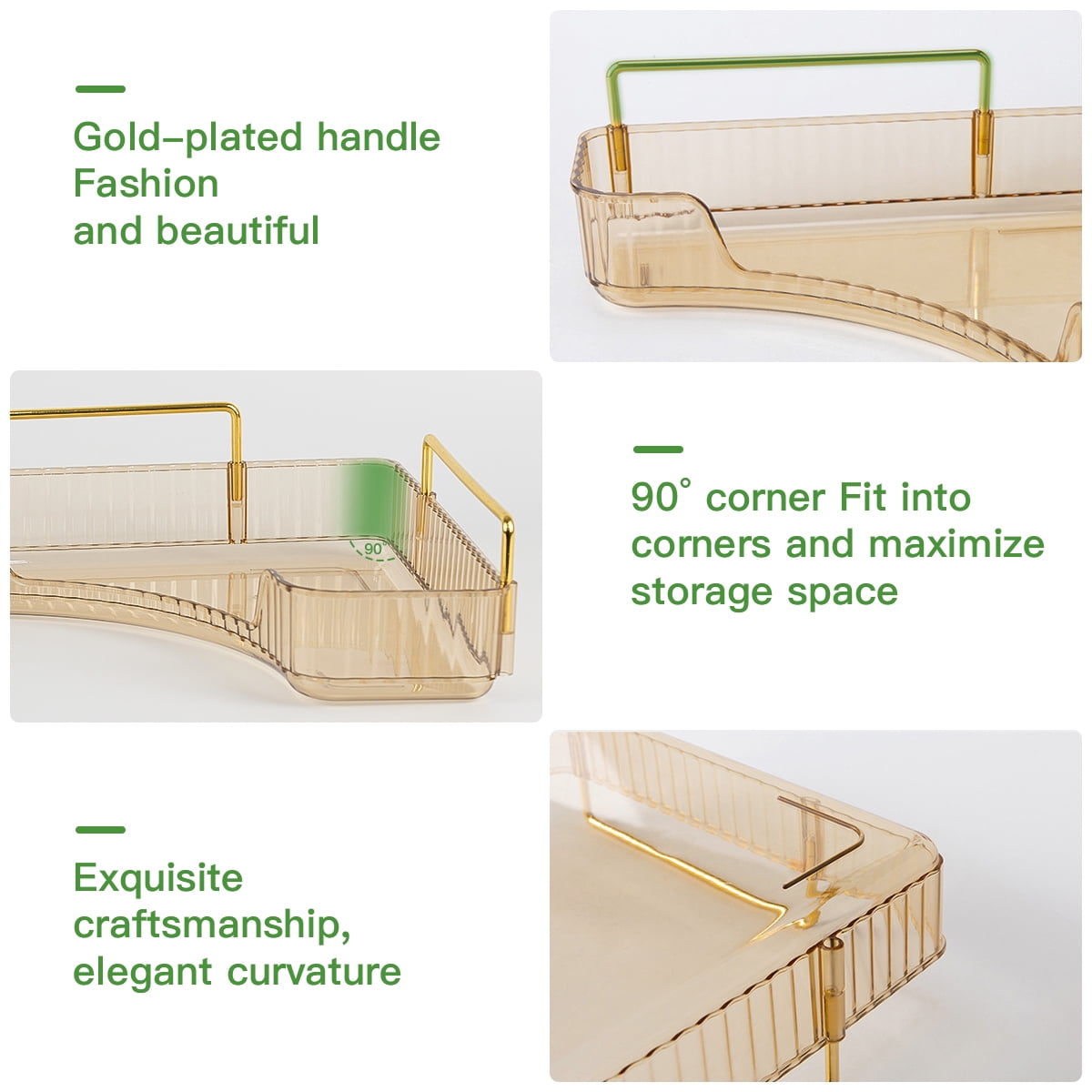 Garmic 3-Tier Bathroom Counter Organizer Countertop Storage Organizer Makeup Organizer Space Saving Vanity Trays – Gold