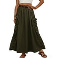 thumbnail image 3 of Tqcoqu Women's Maxi Boho Skirt with Pockets Bohemian Organic Cotton Skirt,Army Green Women's S-XXXL, 3 of 6