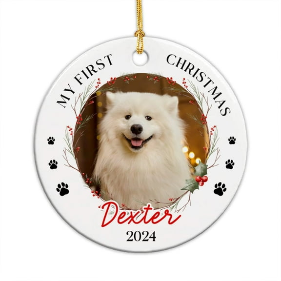 Personalized Dog My First Christmas Ornament with Name Photo, Pet 1st Xmas Ornament Ceramic Ornament Frame Picture Dog Xmas Ornament, Dog Ceramic Ornament Christmas 2025, Photo Dog Decor Nc47eA