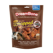 DreamBone Mini Chicken Wrapped Chews with Peanut Butter Rawhide-Free Dog Chews, 8.5 Oz. (20 Count)