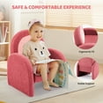 thumbnail image 2 of Ktaxon Kids Sofa with Wooden Frame, Teddy Velvet Toddler Accent Chair with Ombre Backrest, Curved Design for Playroom or Bedroom Red, 2 of 7