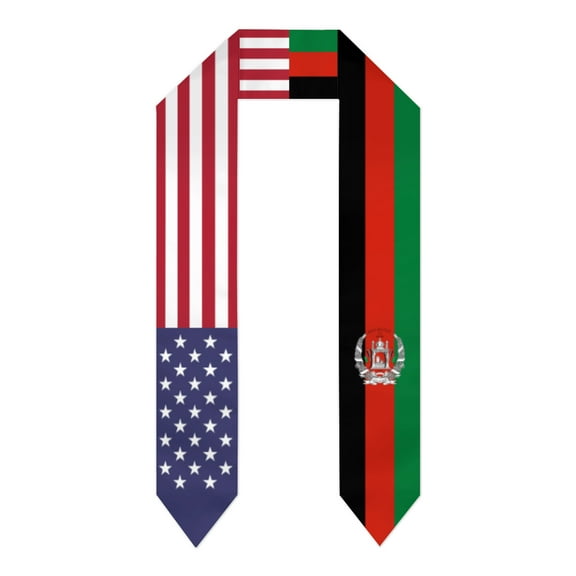 Afghanistan & USA United States Flag Shawl Sash Stole Graduation Shawls Wraps Scraf For International Study