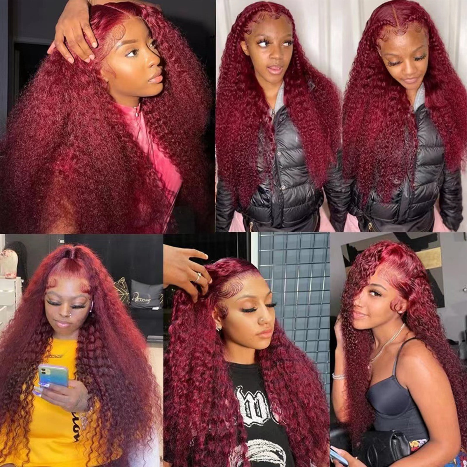 LEHOZIHEQ Burgundy Lace Front Wigs,13x6 HD Lace Front Wigs, Black Women Glueless Wigs Human Hair Pre Plucked Deep Curly Wet and Wavy Wig 24-32 Inch