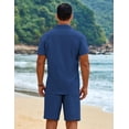 thumbnail image 5 of COOFANDY Men Cuban Sets Outfits 2 Piece Short Sleeve Cuban Shirts Guayabera Linen Suit, 5 of 6