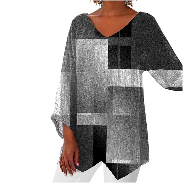 Birdeem Femmes Décontracté Manches Longues Col en V Hauts Blouse Ample T-Shirts Imprimés Blouse