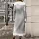 thumbnail image 3 of WILLBEST Vestido de Punto Elegante para Mujer, Ajustado, Largo A Rayas, para Otoño/Invierno. Mediana​​, 3 of 3