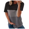 thumbnail image 1 of Gibobby Playera Corte clásico para Mujer Camiseta fina cuello redondo con costuras manga corta a la moda informal para mujer(Gris,G), 1 of 3