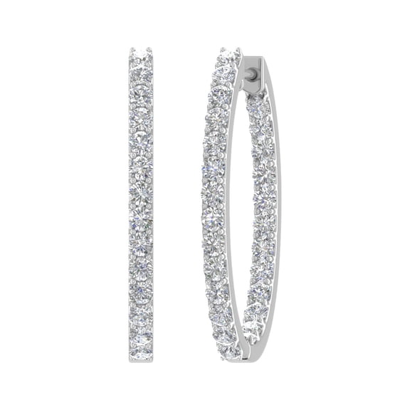 2 1/2 Carat Inside Out Diamond Hoop Earrings in 14K White Gold