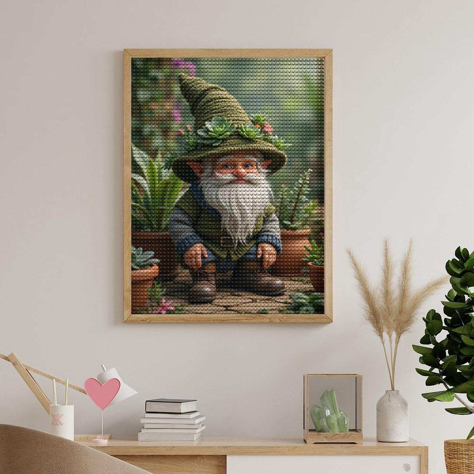 Diamond Art Kits for Adults, Garden Gnome Greenery Charm 5D Diamond Painting Kits for Adults Beginners, DIY Full Drill Diamond Painting, Gem Art and Crafts 12x16