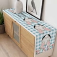 thumbnail image 3 of Easter Bunny Table Runner - 48 Inch Long, Kitchen Dining Table Runner Dresser Scarves, Colorful Eggs Cute Rabbit Blue White Check Farmhouse Decor for Coffee Tables Wedding Party Banquet, 3 of 6
