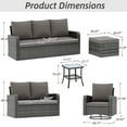 thumbnail image 3 of Homrest Outdoor Patio Couch Sofa, All-Weather PE Wicker Loveseat Couch, Outdoor Seating Patio Furniture Sofa with Ottoman & Cushions, Modern Garden Furniture for Deck, Balcony, Porch(Grey), 3 of 7