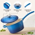 thumbnail image 2 of Daluvenix Enameled Cast Iron Sauce Pan, 2qt Round Sauce Pot with Lid, Mini Dutch Oven Enamel Saucepan for Cooking Pasta Sauce, Marinate, Cook, Refrigerate and Serve, Blue, 2 of 8