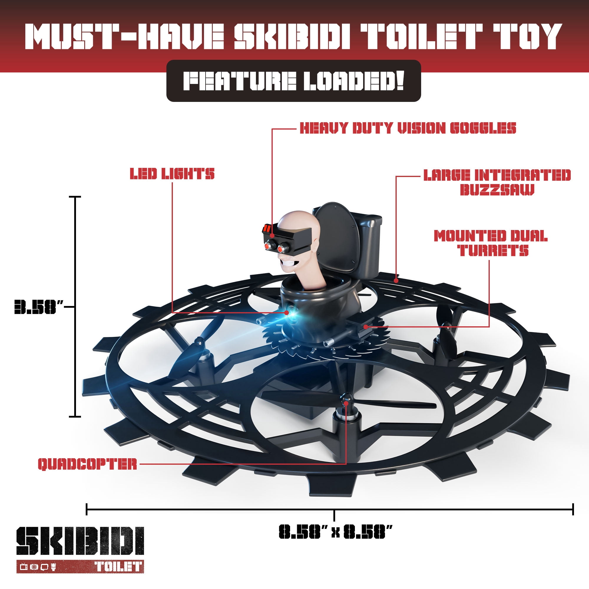 Force1 Officially Licensed Skibidi Toilet Toy RC Drone (Black)
