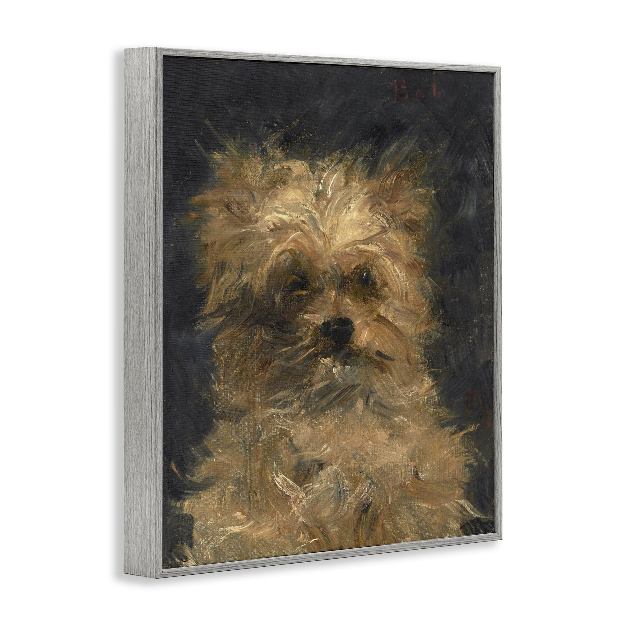 Stupell Industries Edouard Manet Dog Portrait Gray Framed Giclee Art, design by Lil' Rue