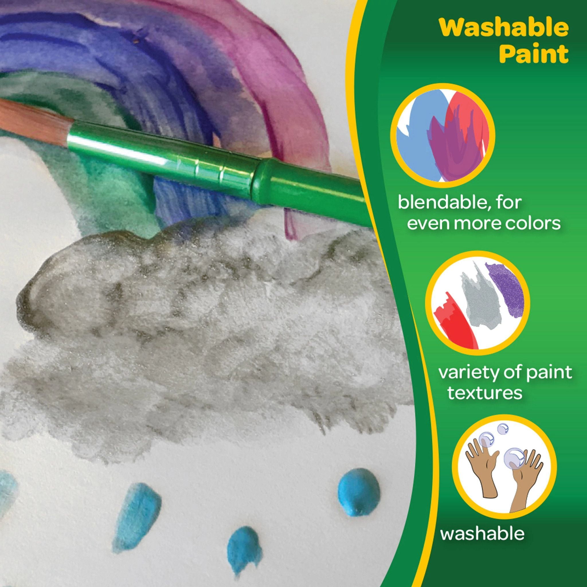 Crayola Washable Paint Pot Set with Brush & Storage Case, School Supplies, Paint Set, 42 Colors, Child