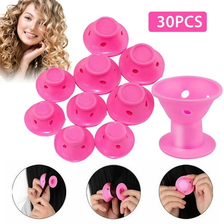 - 30 PCS Magic Silicone Hair Curlers Rollers No Clip Hair Style Rollers Soft Magic DIY Curling Hairstyle Tools Hair Accessories