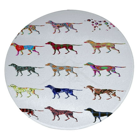 

KuzmarK 12 Round Glass Cutting Board - English Pointer Dog