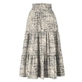 thumbnail image 7 of Women's Floral Maxi Skirt, High Waist Drawstring Tiered Pleated Skirt, Lightweight Flowy Boho Skirt for Beach, Vacation and Summer,Beige,L, 7 of 7