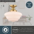 thumbnail image 6 of VAXCEL Eastgate 1-Light 12 in. Wide Antique Gold Traditional Schoolhouse Semi Flush Mount Lighting Fixture, White Frosted Opal Glass Shade, LED Compatible, for Low Ceilings, Bedroom, Hallway, Kitchen, 6 of 11