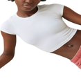 thumbnail image 3 of Women Short Sleeve Crop Tops Crew Neck Slim Fit Knitted Ribbed T-Shirts, 3 of 5