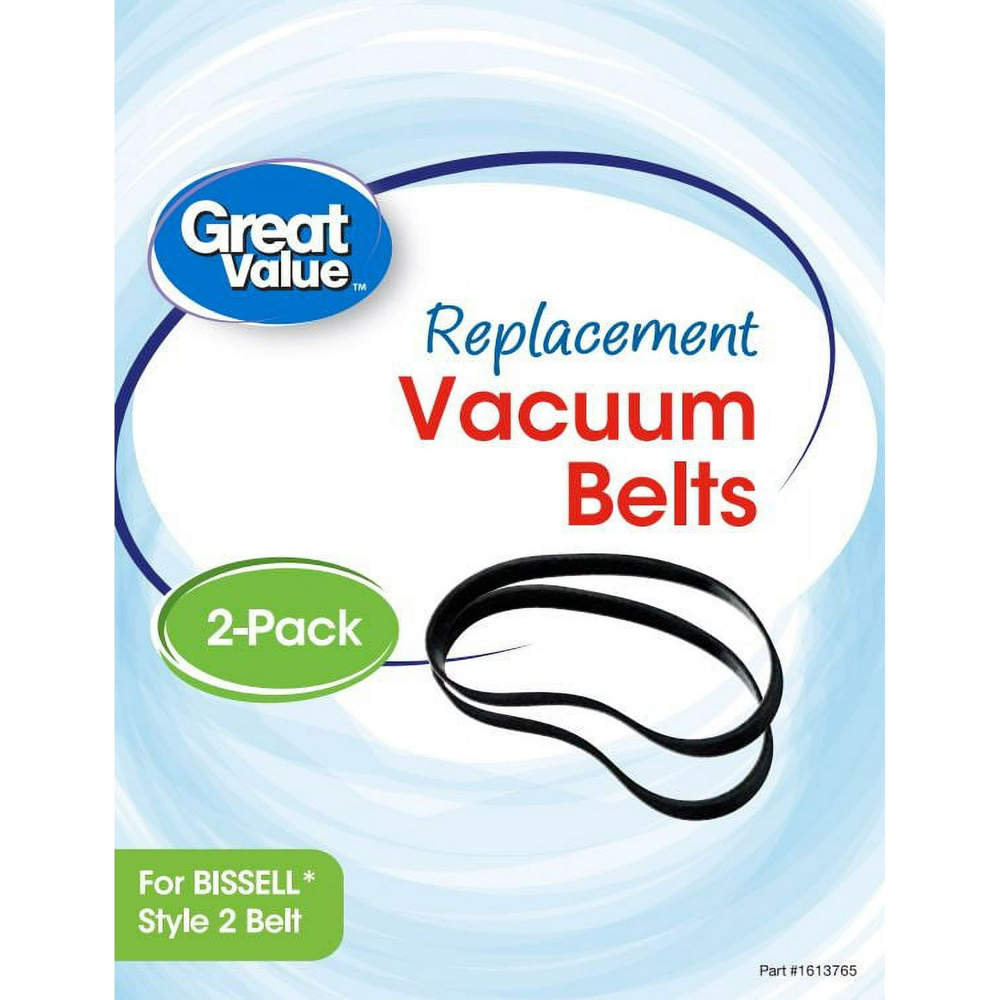 Great Value Replacement Vacuum Belts Compatible with Bissell Style 2, Durable Material, 2 Count