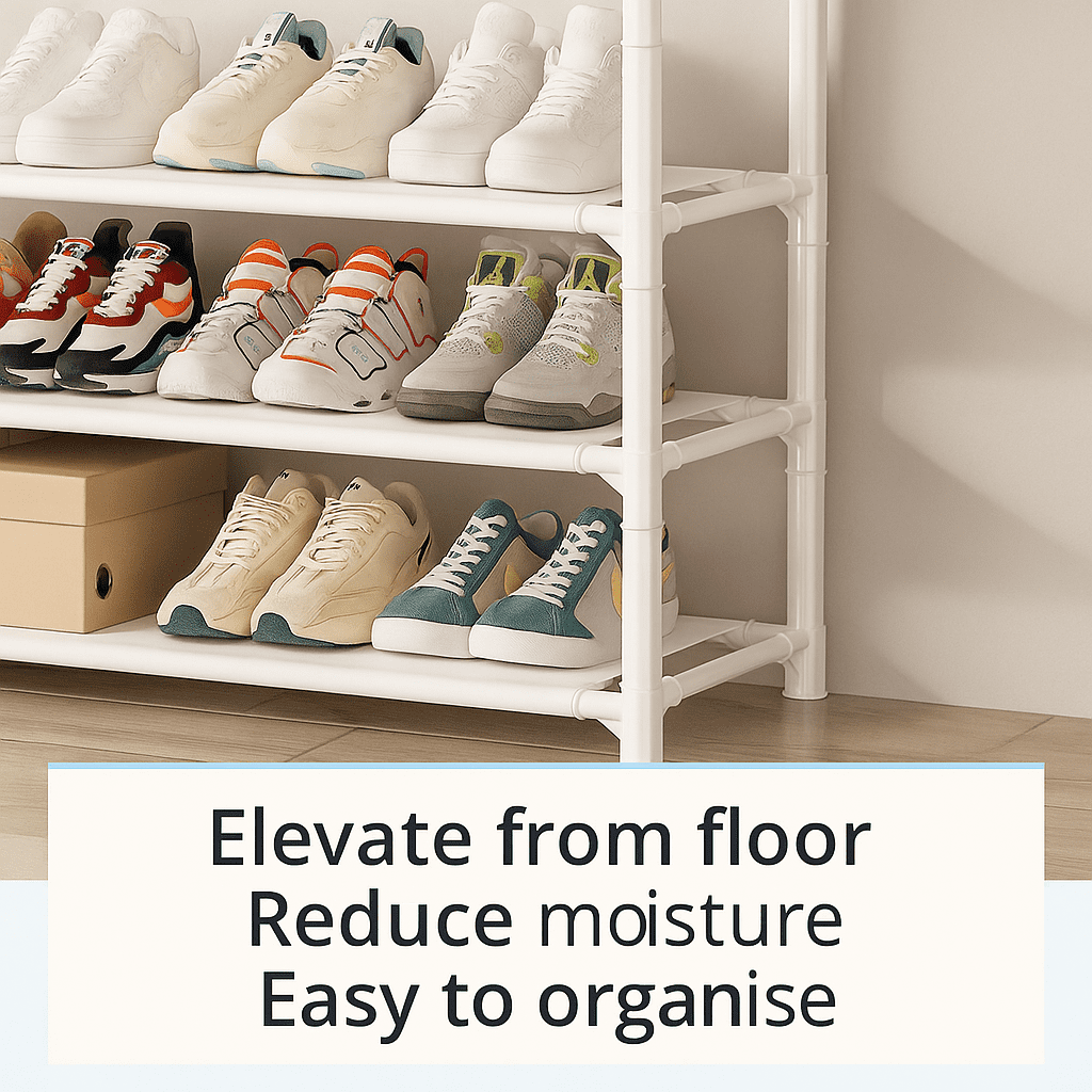 3-in-1 Entryway Coat Rack with Shoe Rack, Coat Rack With Shoe Storage，Coat and Shoe Rack, 31x10x67 inch， Multipurpose Hat and Shoe Storage Rack with 5-Tier 8 Hooks,  White