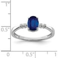 thumbnail image 3 of Sterling Silver Rhodium Plated Diamond & Sapphire Oval Ring (Size 7) Made In India qr4527s-7, 3 of 5