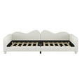 thumbnail image 5 of Full Size Wood Daybed, Sherpa Fabric Sofabed with Cloud-Shaped Backrest, Upholstered Day Bed Frame Bedroom Sofabed for Multipurpose Guest Room or Living Room, White, 5 of 7