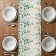 thumbnail image 4 of Table Runner 120 Inches Long for Kitchen Dining, Green Eucalyptus Leaves Dresser Scarf Farmhouse, Dining Table Decorations for Wedding/Parties, Daisy Summer Botanical Farmhouse 13 x 120 In, 4 of 8