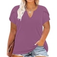 thumbnail image 2 of Womens Plus Size Tops Summer Petal Sleeve T Shirts Casual V Neck Fashion Print Tees Shirts Going Out Tops Blouses XL-5XL, 2 of 5