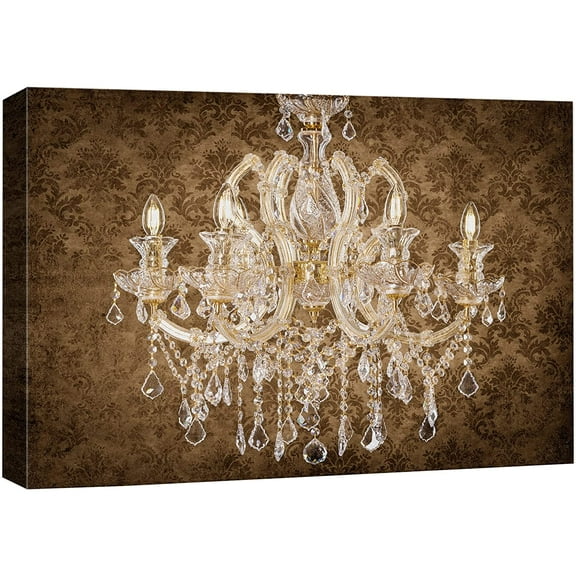 wall26 Canvas Print Wall Art Fancy Brown Pattern White Crystal Chandelier Decorative Lights Digital Art Realism Stylish Chic Contemporary Boho Relax/Calm for Living Room, Bedroom, Office - 12"x1