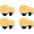 thumbnail image 4 of Stoneware Square 16pc Dinnerware Set, Inside Spinwash Swirl Yellow + Outside Black, 4 of 12