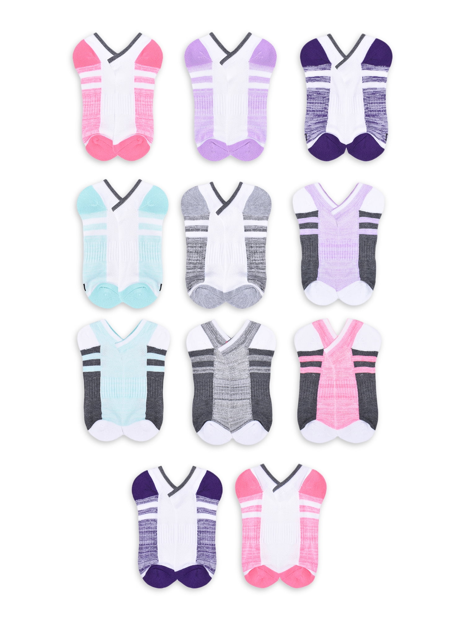 Athletic Works Girls Socks, 11-Pack, Sizes S to L
