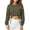 Army Green, variant on Womens Drawstring Hem Cropped Sweatshirt Long Sleeve Drop Shoulder Midriff Baring Top