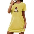 thumbnail image 1 of Camisón corto de talla grande para mujer, camisón de manga corta con estampado en el pecho, camisón corto, 1 of 3